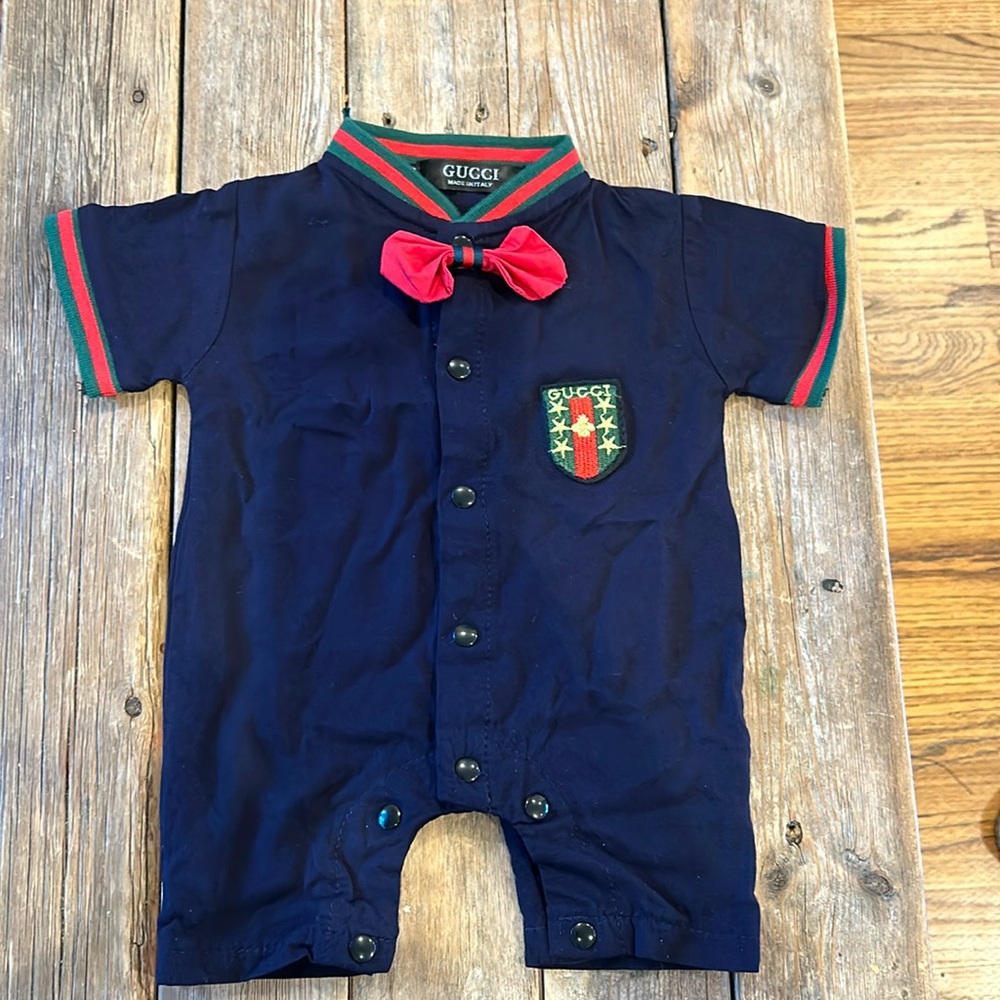 GG Baby Onesie Bow tie Blue
